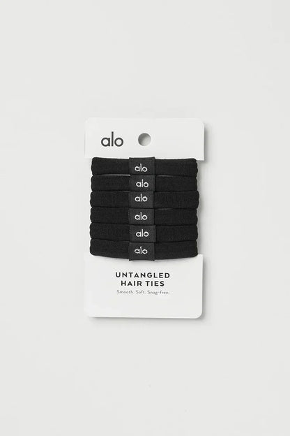 Detangled hair elastics 6-pack black
