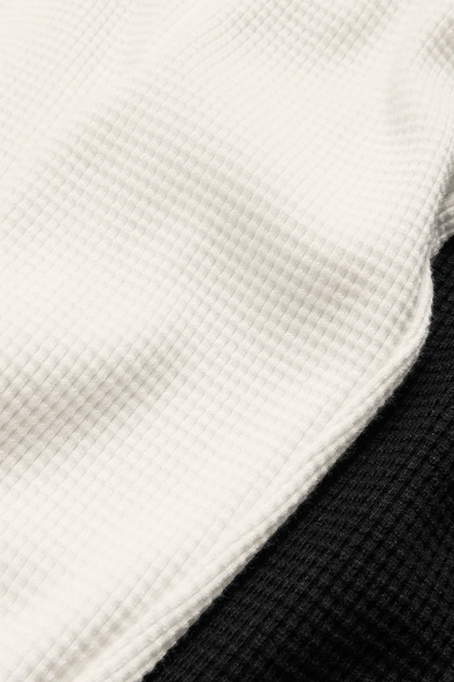Waffle Weekend Escape Mock Neck Long Sleeve - Black