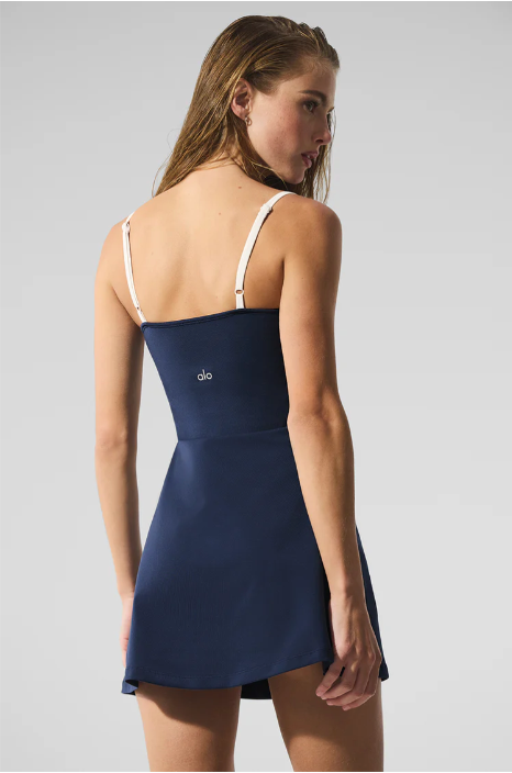 Airbrushed streamlined dress - navy/ivory
