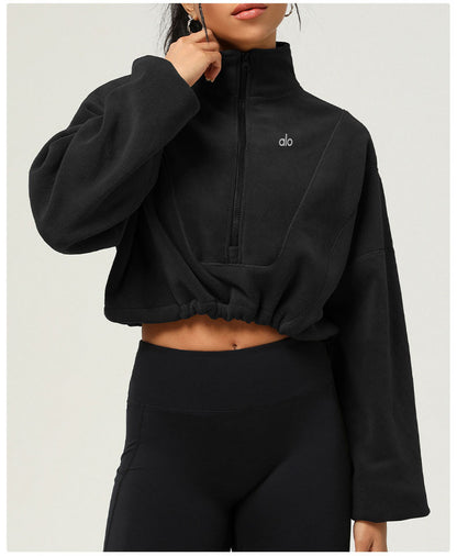 QUARTER-ZIP CROPPED FLEECE