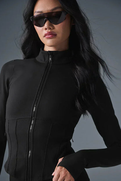 Airbrush Corset Full Zip Jacket - Black
