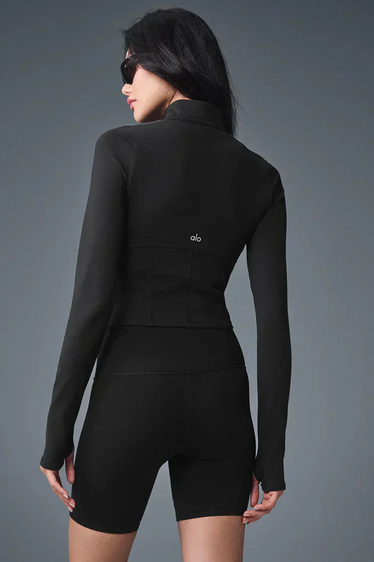 Airbrush Corset Full Zip Jacket - Black