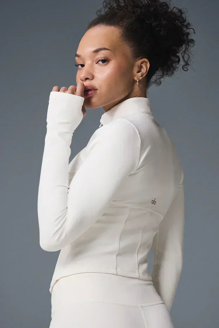 Airbrush Corset Full Zip Jacket - Ivory